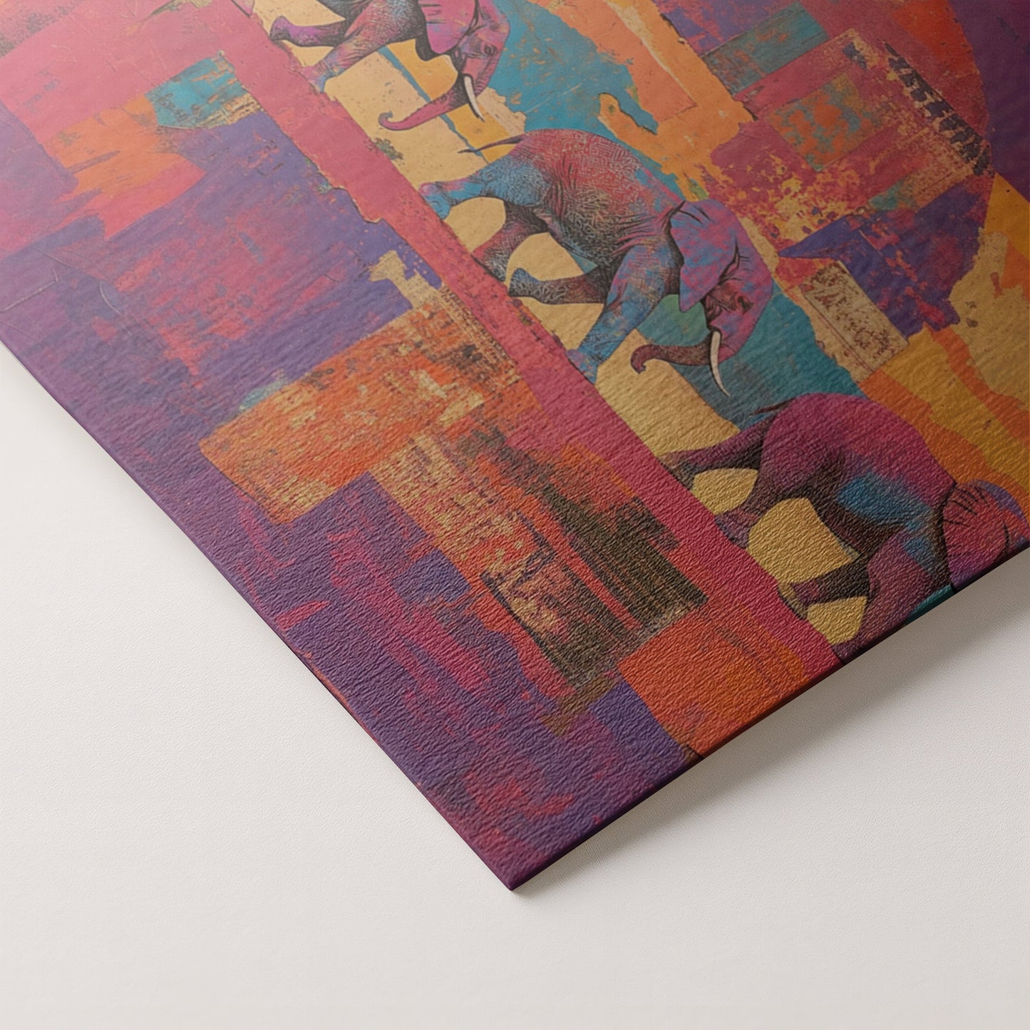 Purple Elephant Herd Sunset African American canvas print artwork by MoomZee Artwork