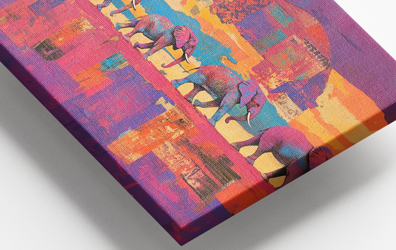 Purple Elephant Herd Sunset African American canvas print view 16