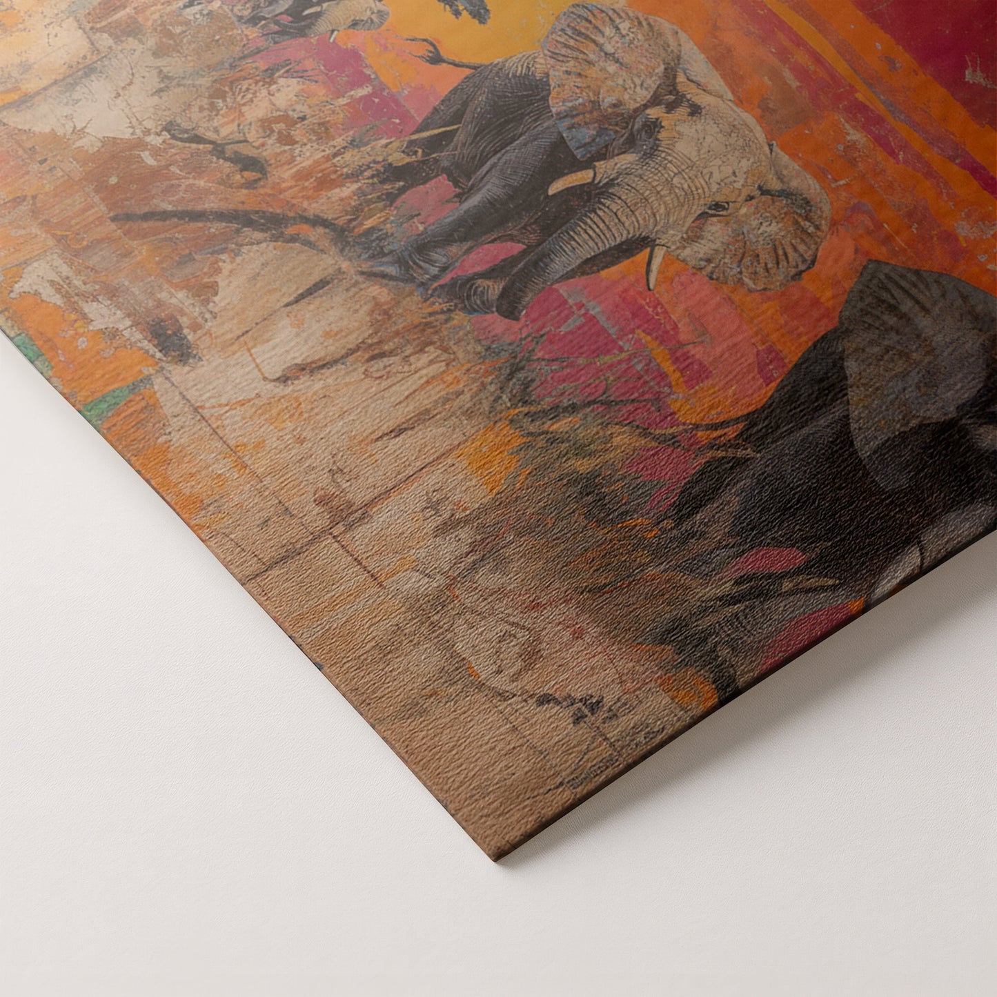 Elephant Family Orange Sunset African American canvas print artwork by MoomZee Artwork