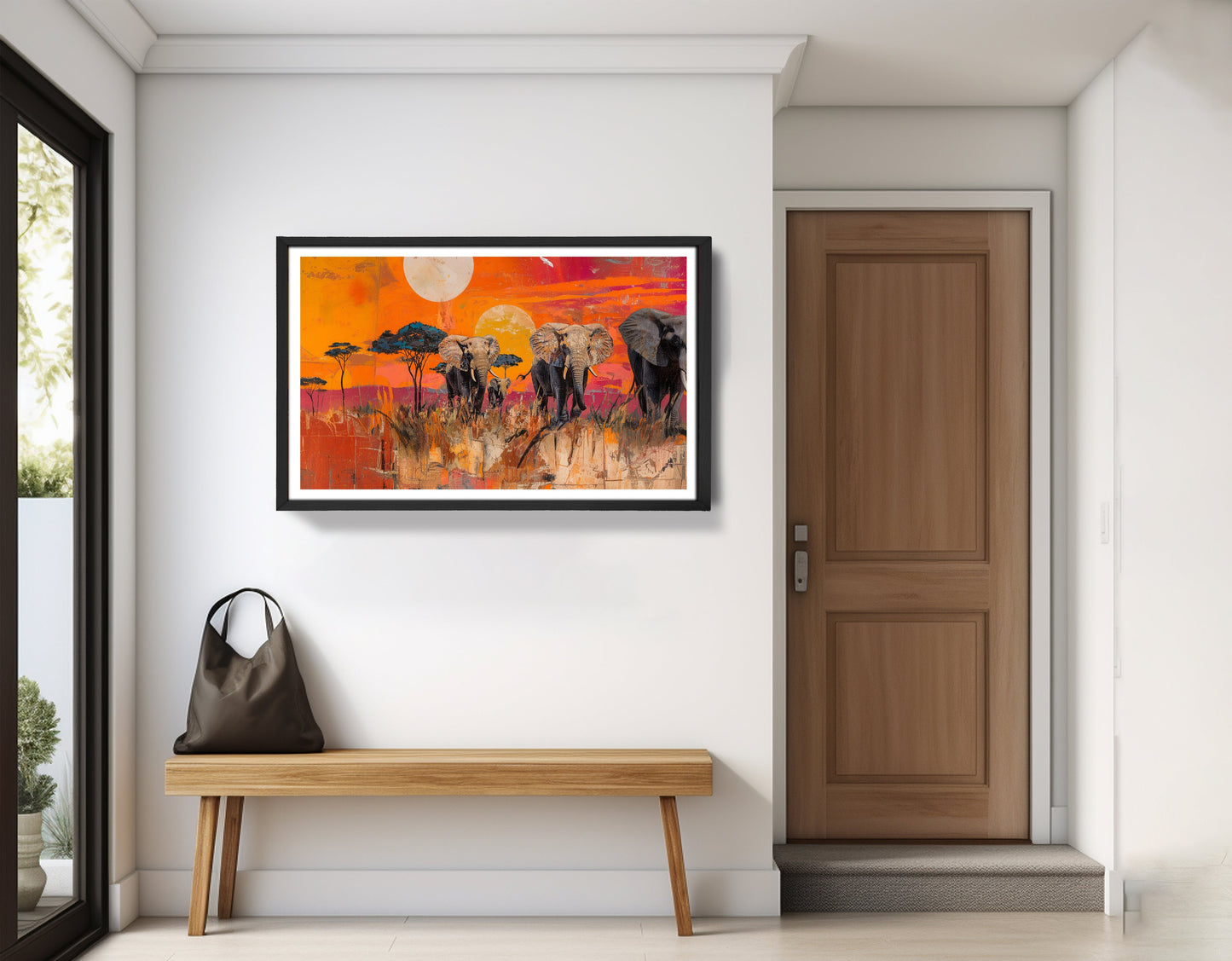 Elephant Family Orange Sunset African American canvas print view 71