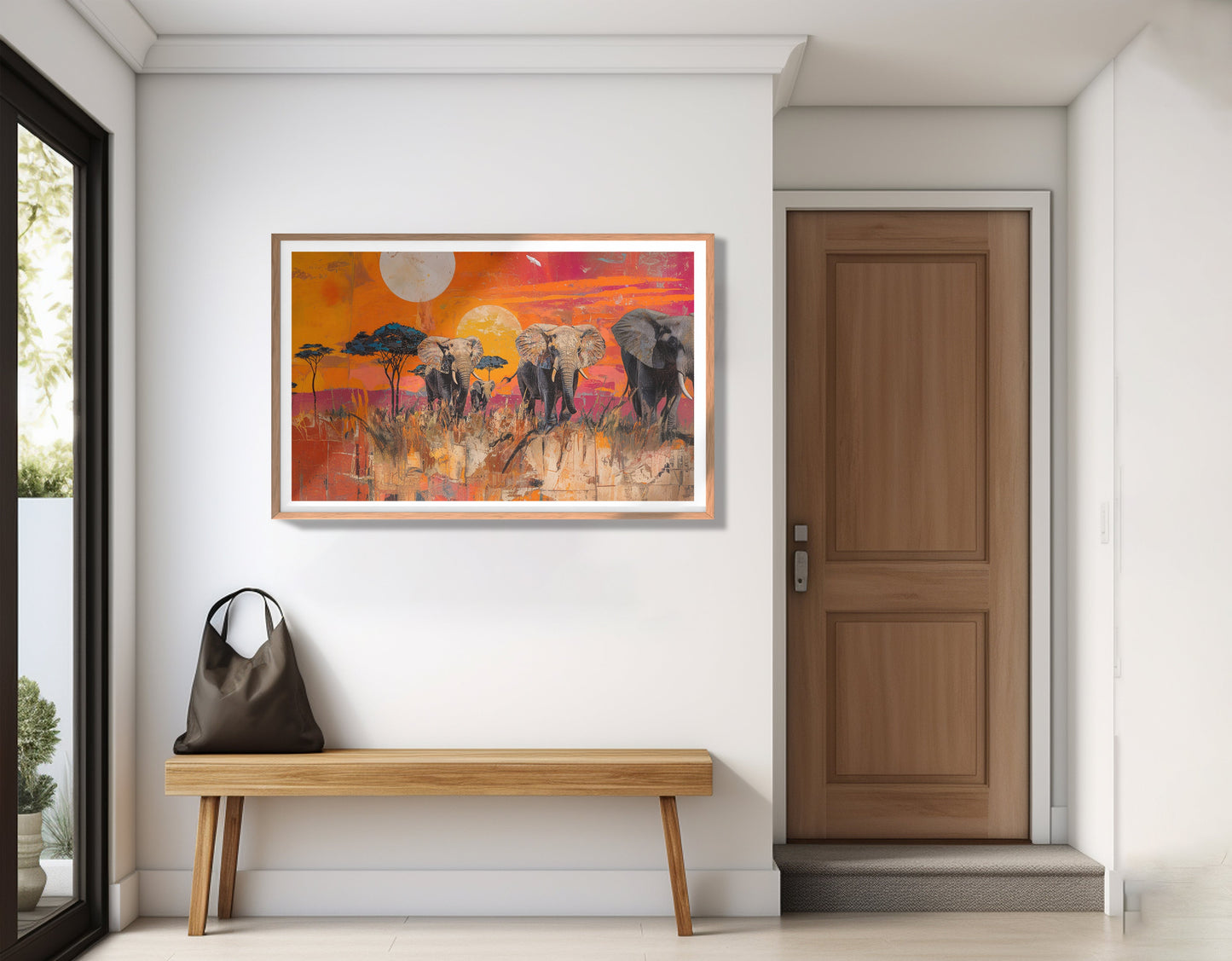Elephant Family Orange Sunset African American canvas print view 83