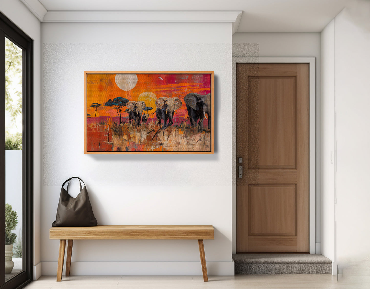 Elephant Family Orange Sunset African American canvas print view 47