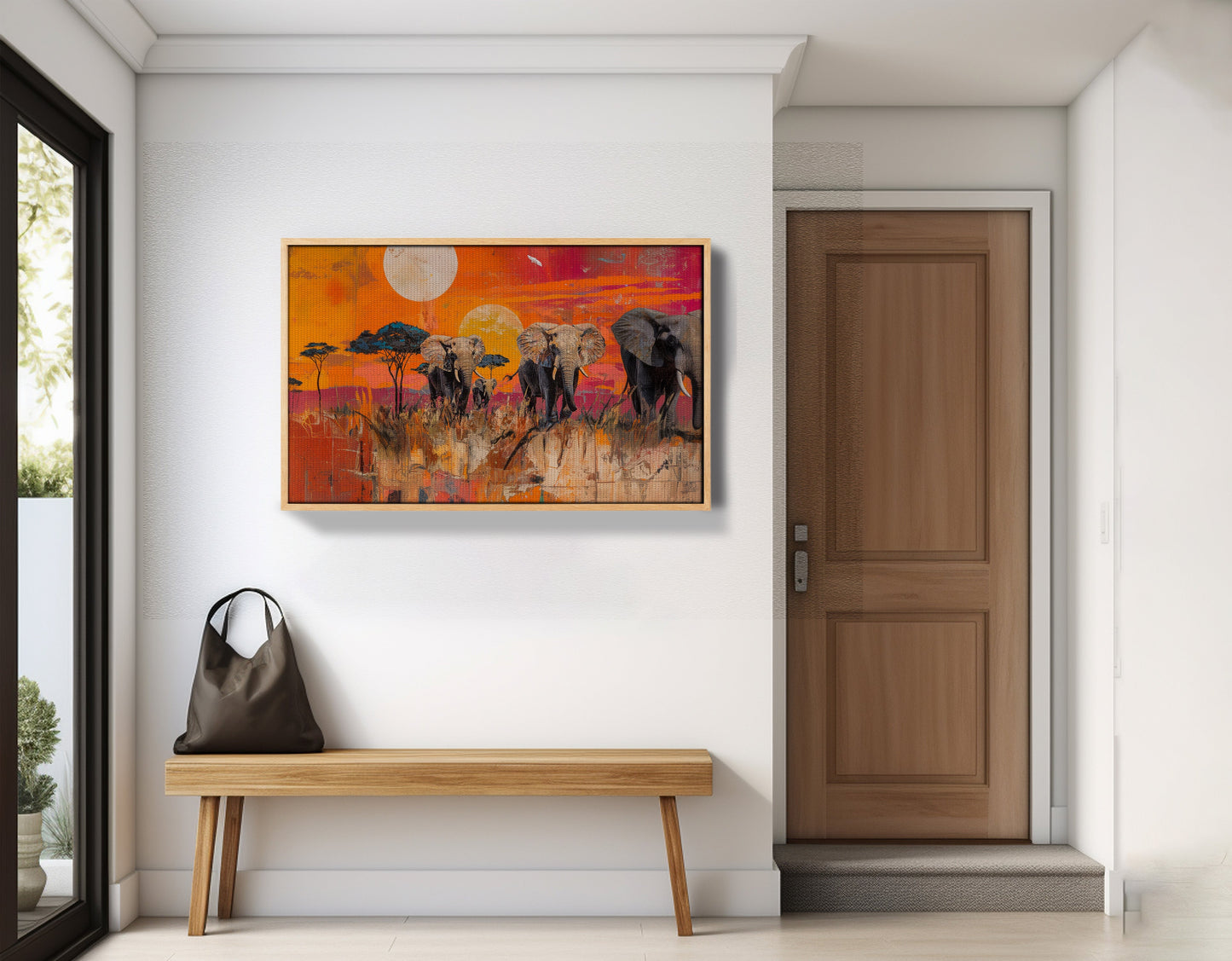 Elephant Family Orange Sunset African American canvas print view 53
