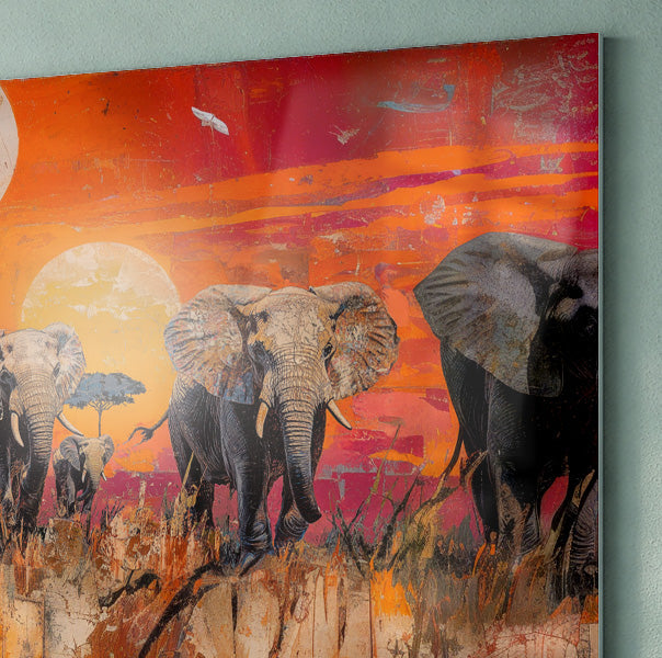 Elephant Family Orange Sunset African American canvas print view 22