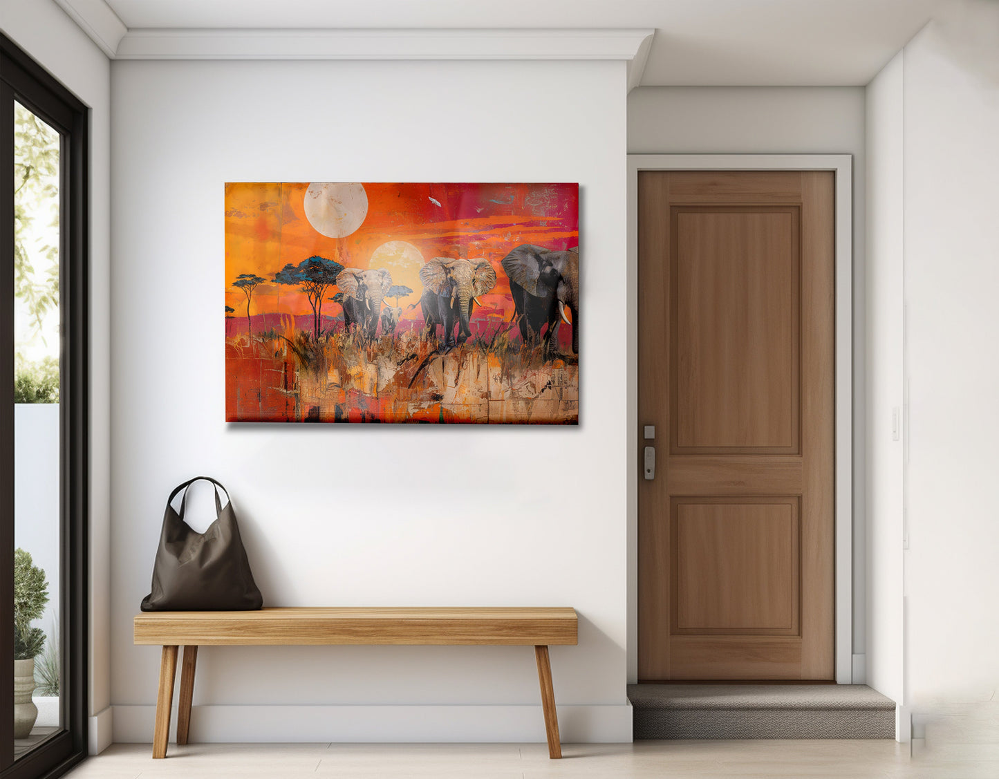 Elephant Family Orange Sunset African American canvas print view 23