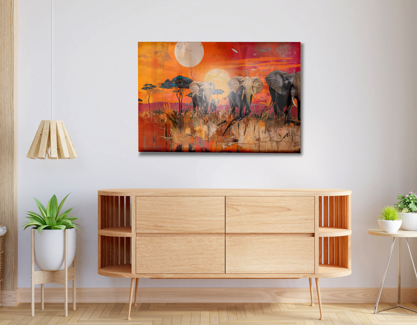 Elephant Family Orange Sunset African American canvas print view 20