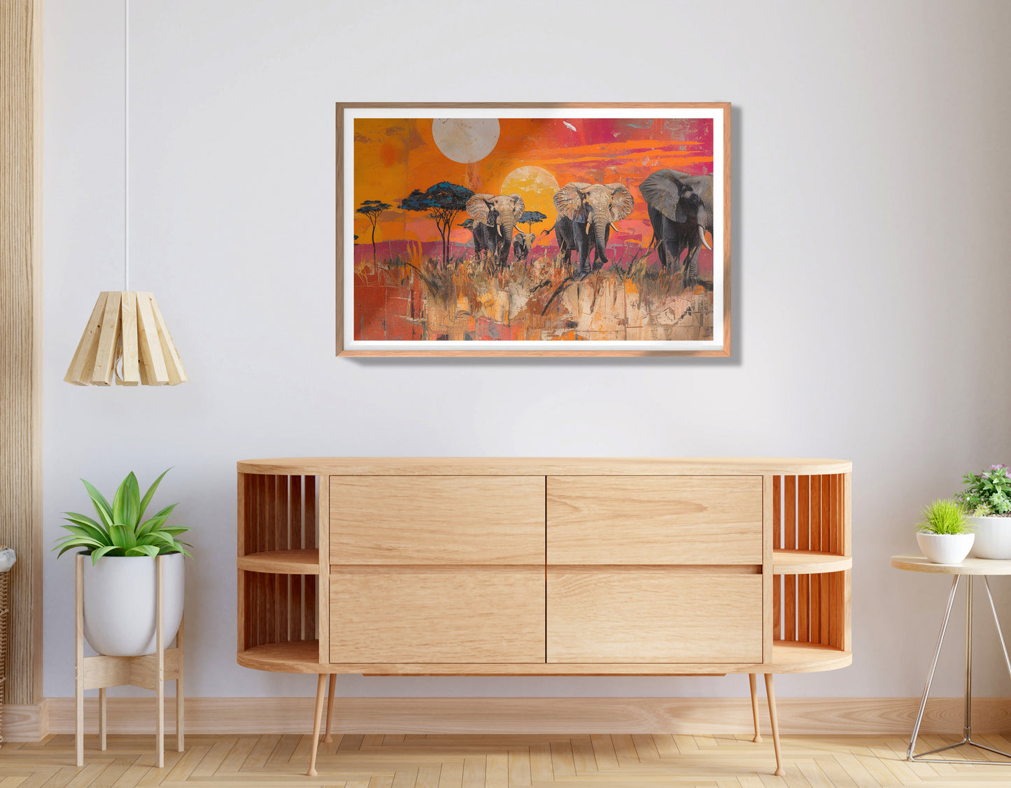 Elephant Family Orange Sunset African American canvas print view 80