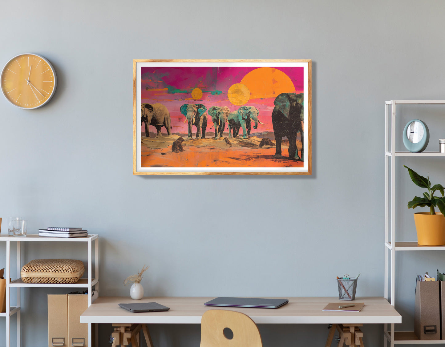 Elephant Sunset Safari Black African American canvas print view 78