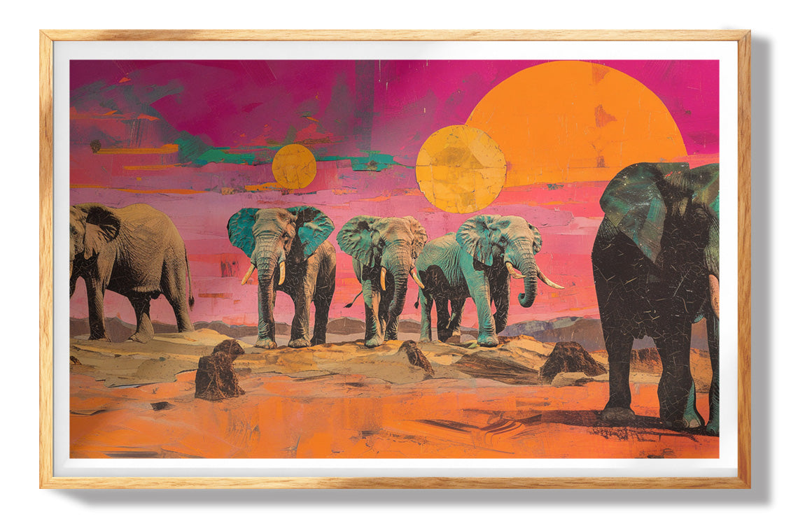 Elephant Sunset Safari Black African American canvas print view 73