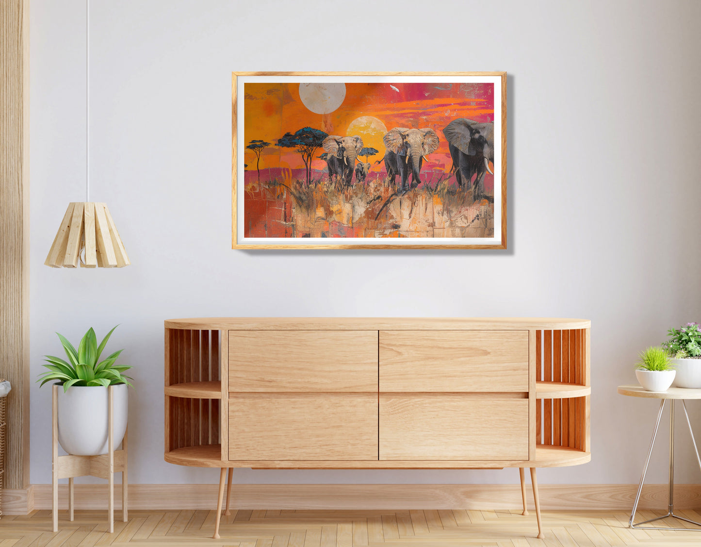 Elephant Silhouette Sunset African American canvas print view 74