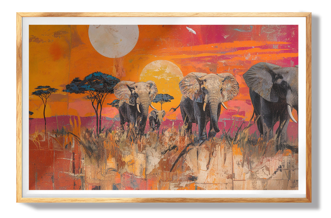 Elephant Silhouette Sunset African American canvas print view 73