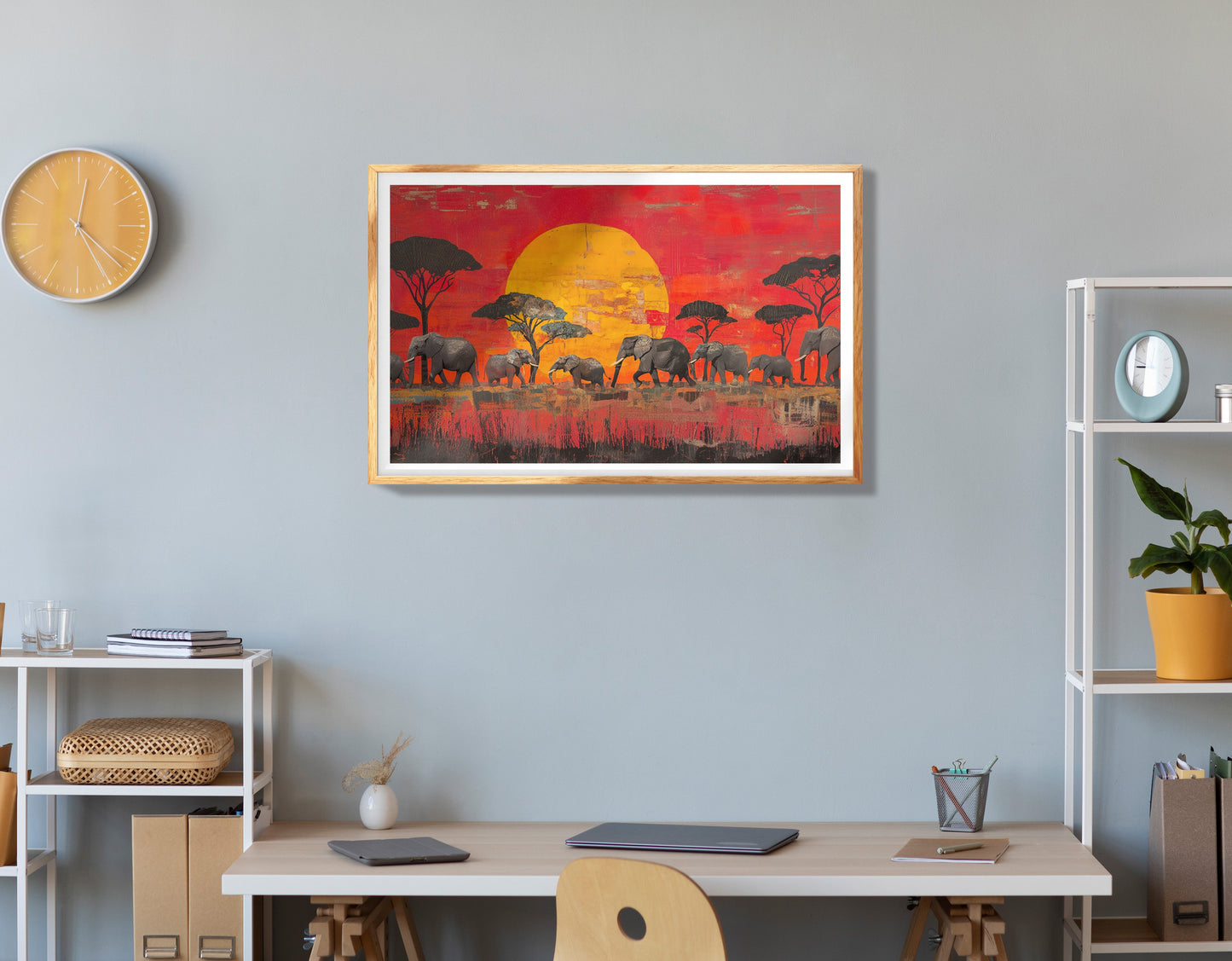 Golden Elephant Herd African American canvas print view 78