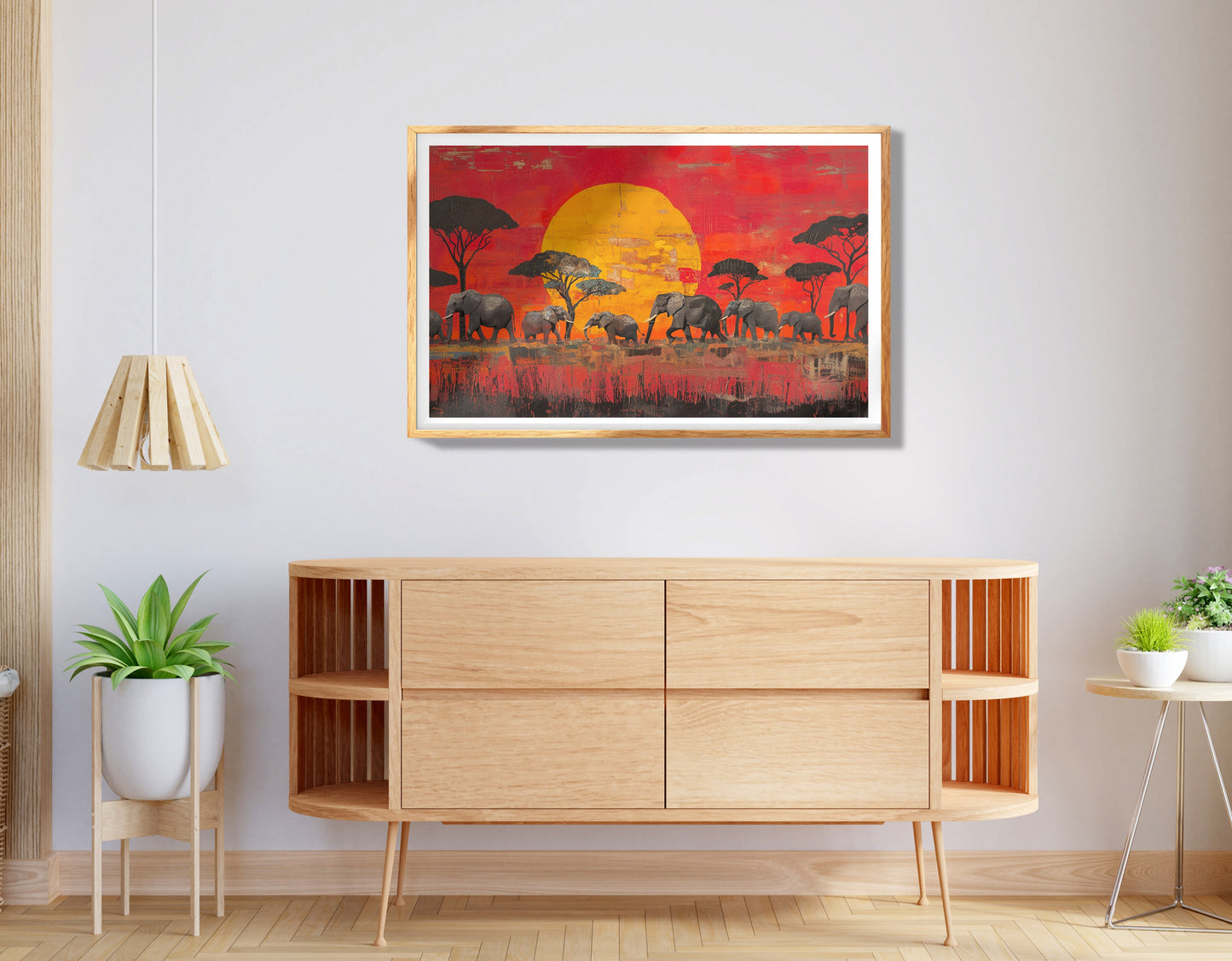 Golden Elephant Herd African American canvas print view 74