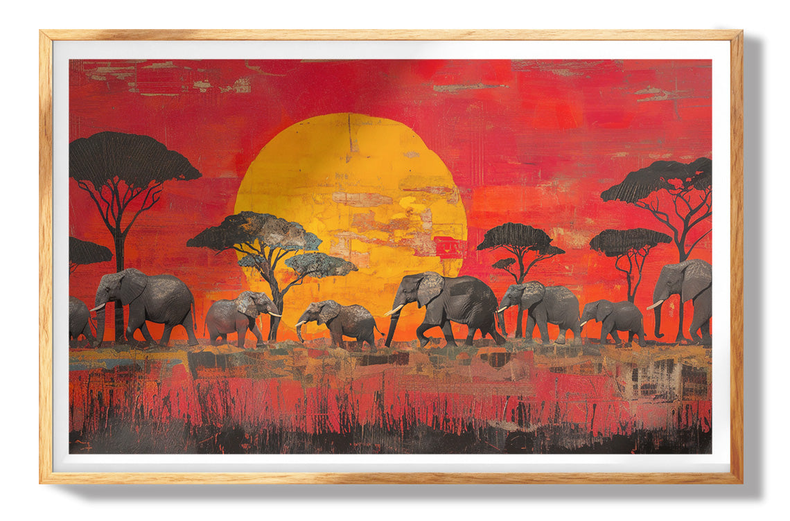 Golden Elephant Herd African American canvas print view 73