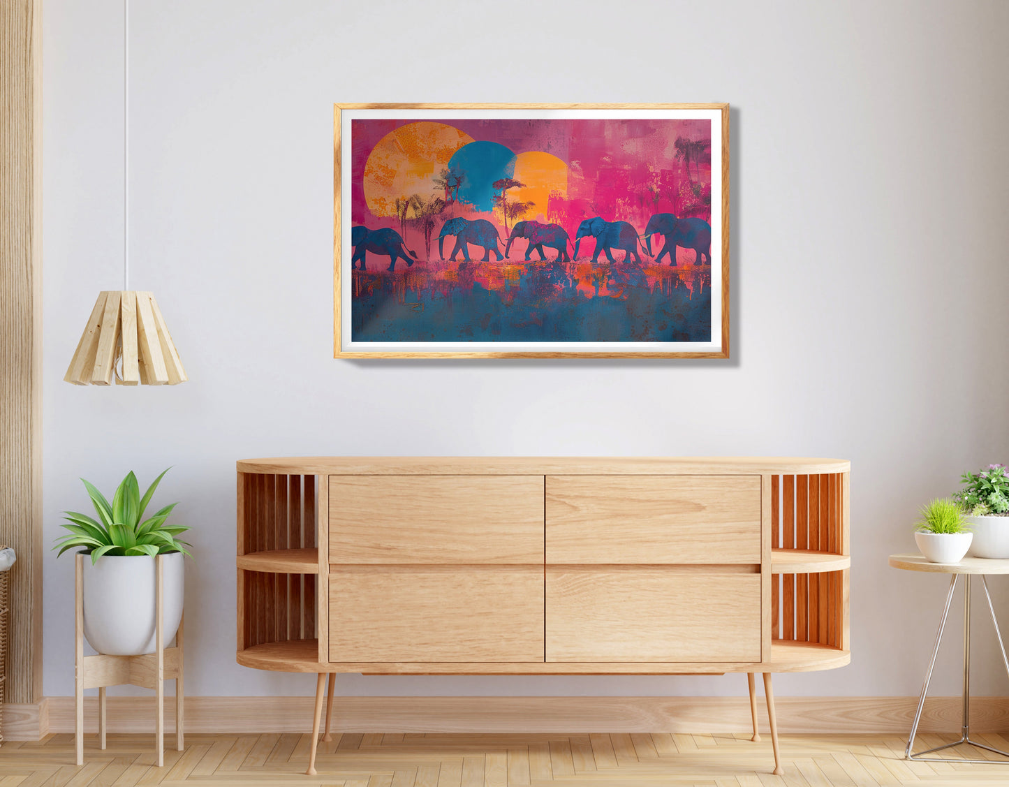 Elephant Family Orange Sunset African American canvas print view 74