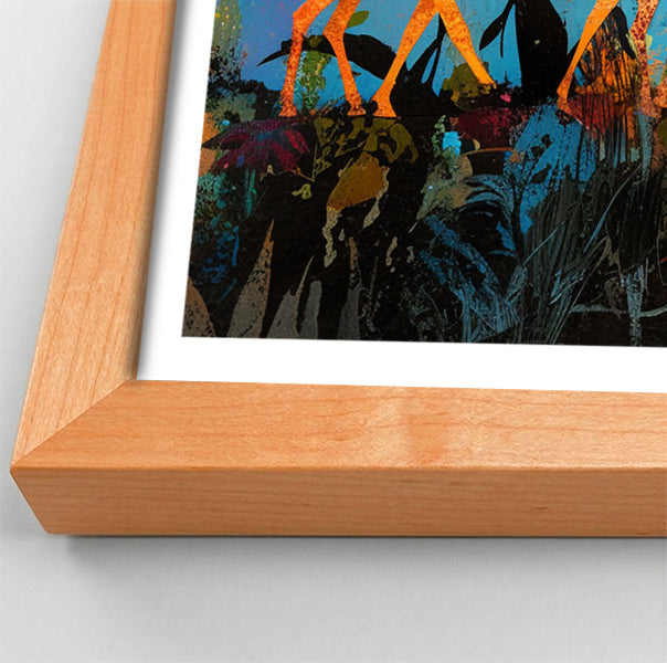 Giraffe Family Sunset Black Black culture wall art view 26