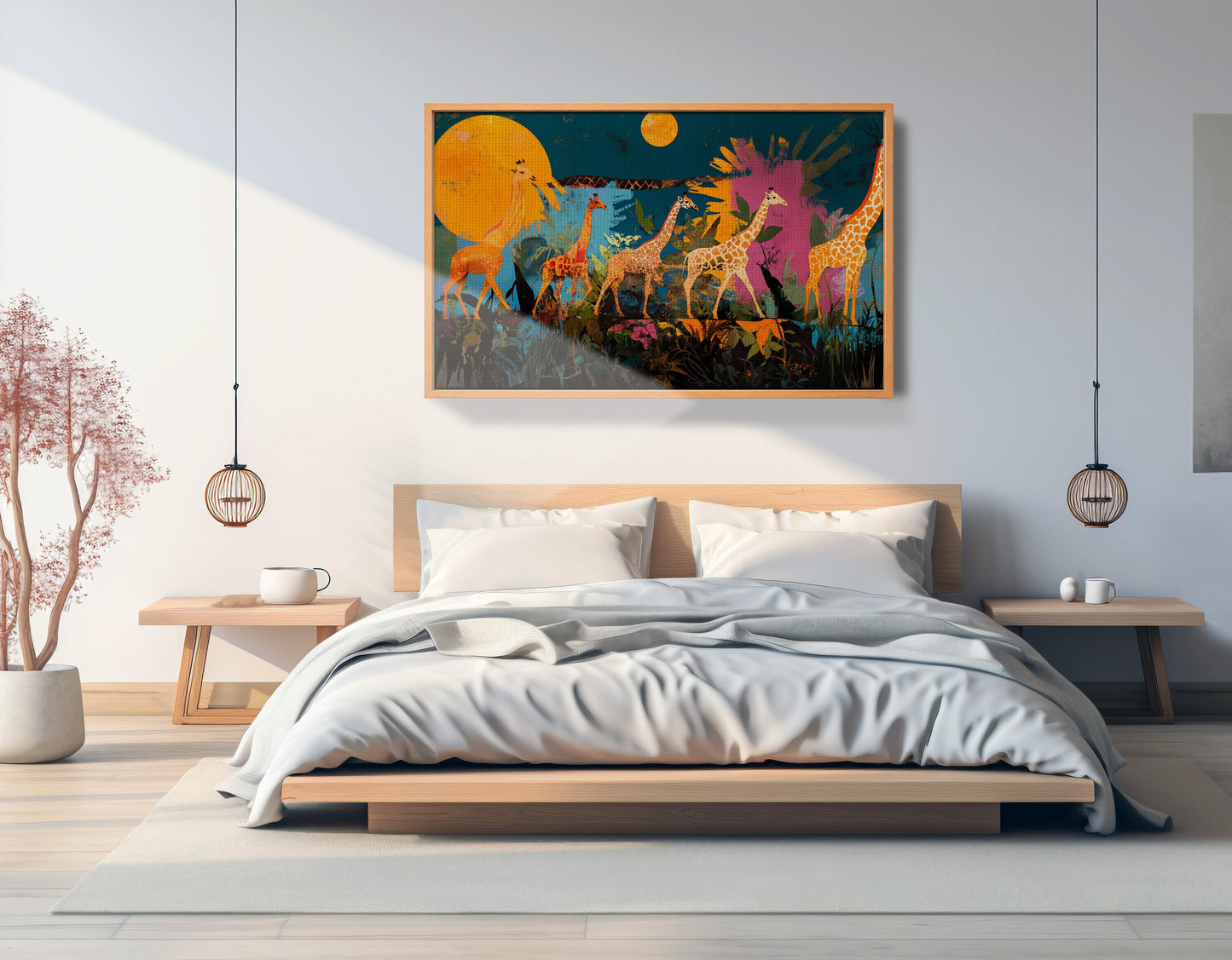 Giraffe Family Sunset Black Black culture wall art view 17