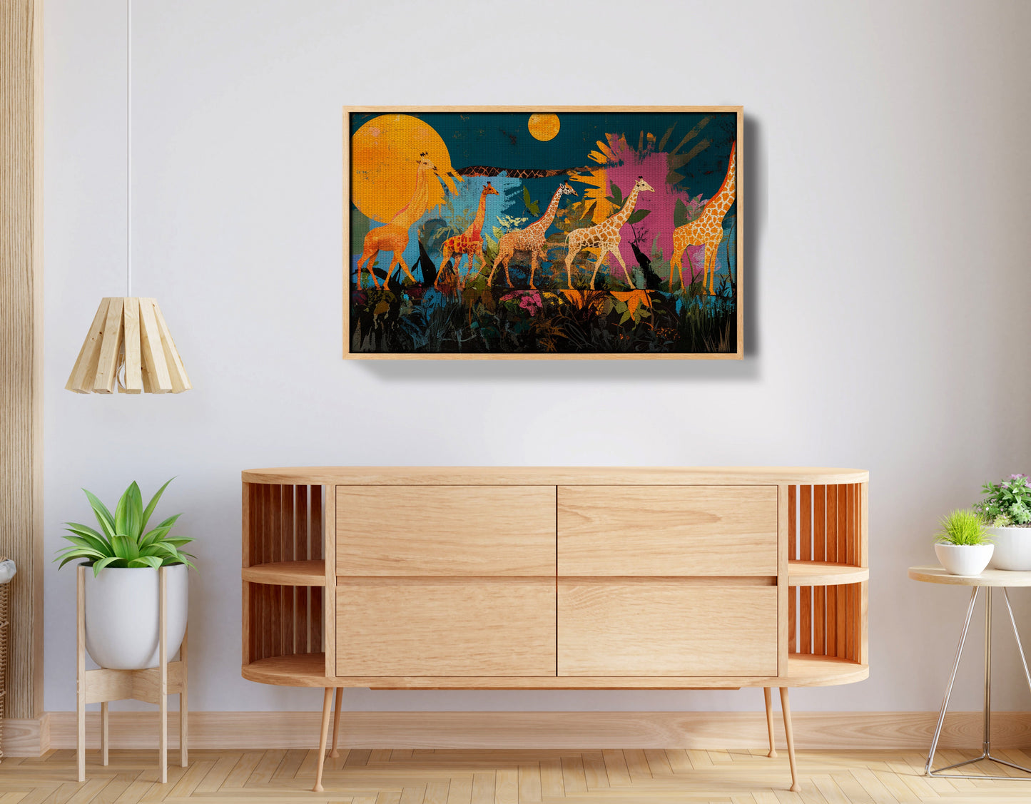 Giraffe Family Sunset Black Black culture wall art view 19