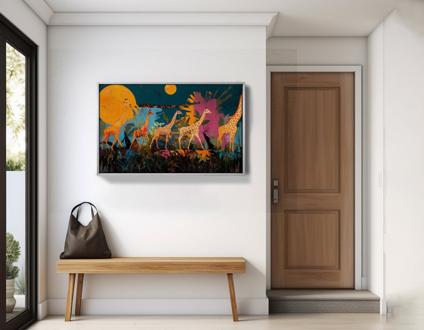 Giraffe Family Sunset Black Black culture wall art view 20