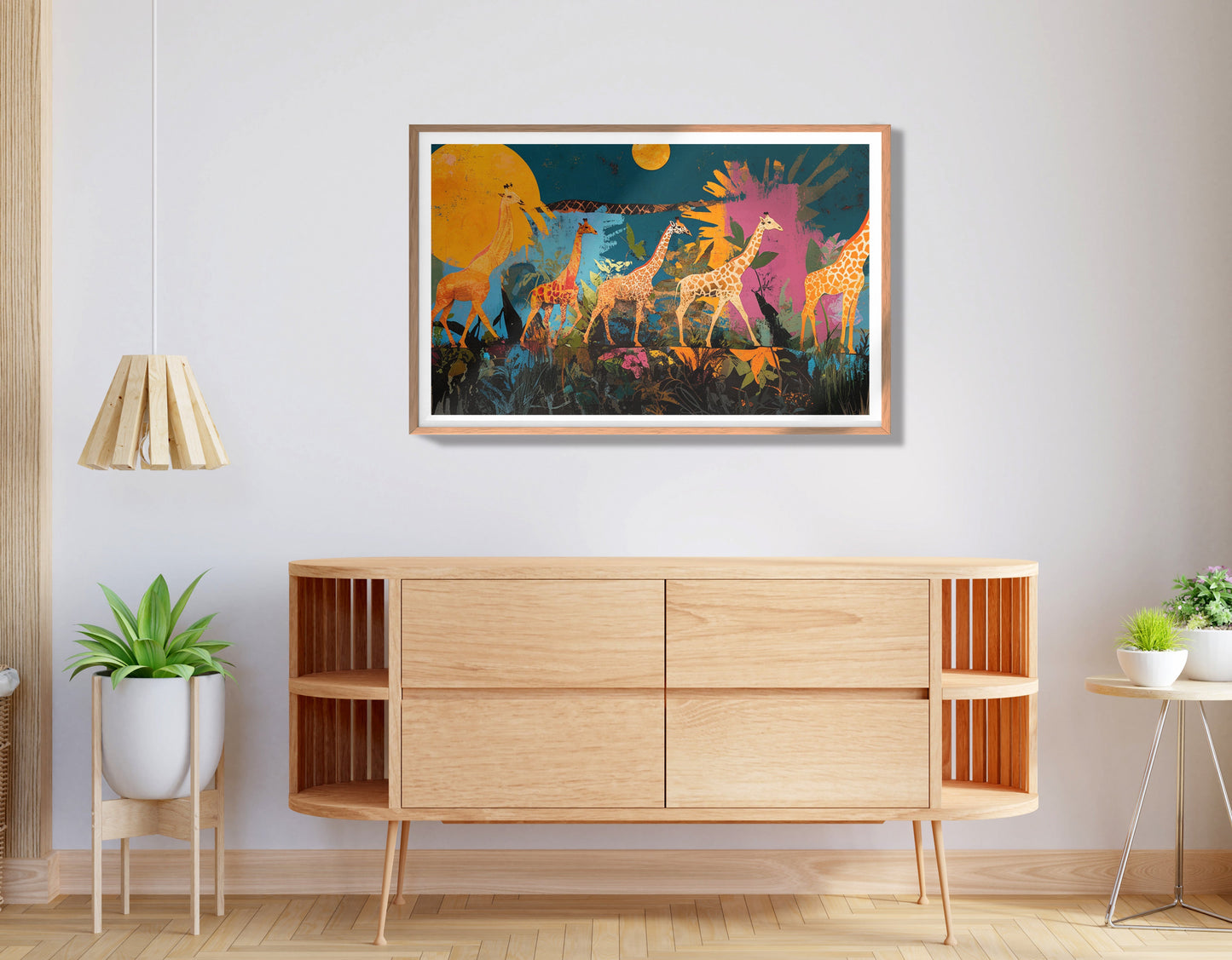 Giraffe Family Sunset Black Black culture wall art view 25