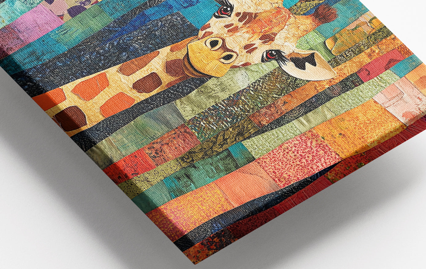 Close-up of Giraffe Forest Pattern African American canvas print detail