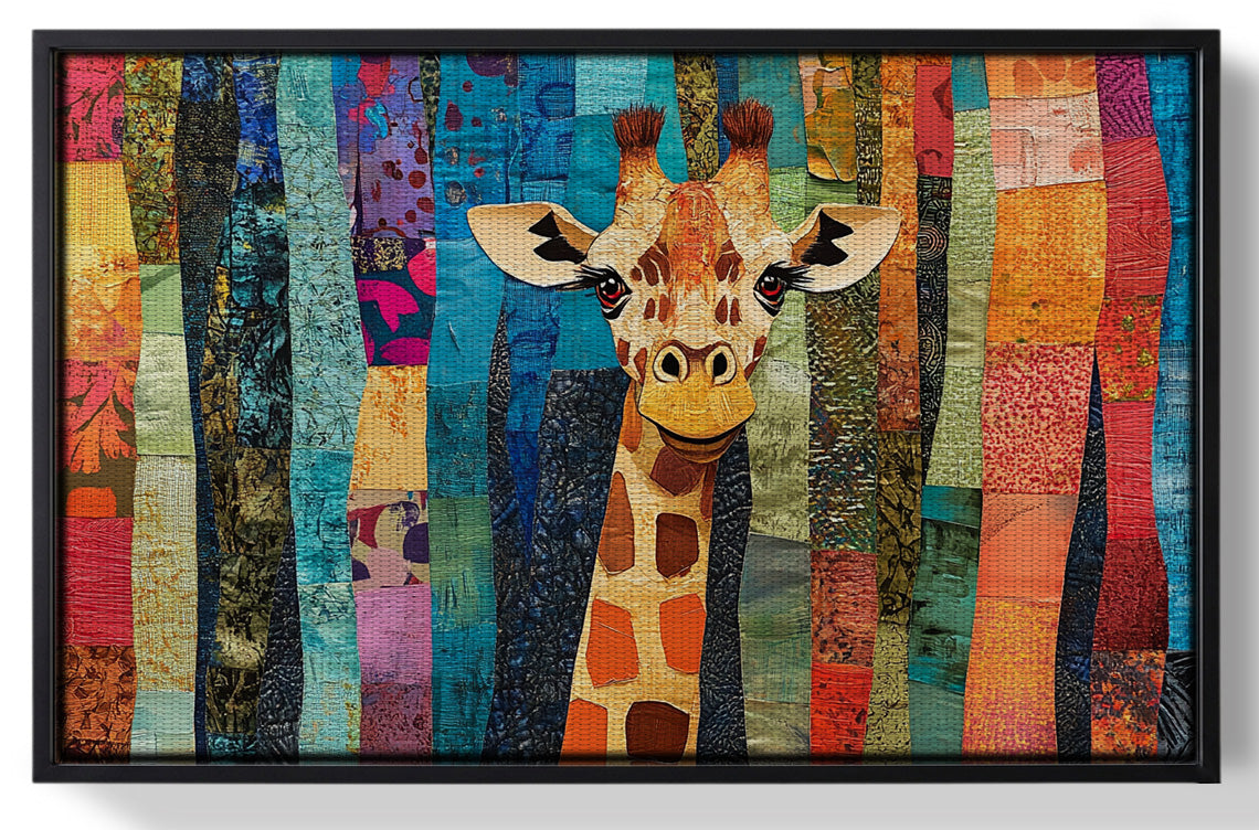 Framed Giraffe Forest Pattern African American canvas print for home decor