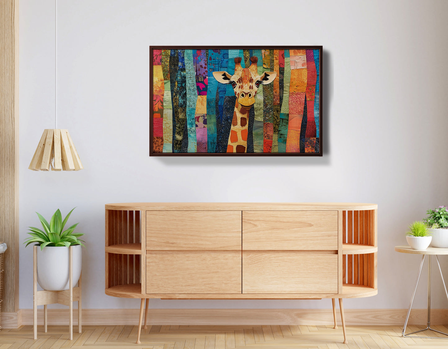 Giraffe Forest Pattern African American canvas print artwork by MoomZee Artwork