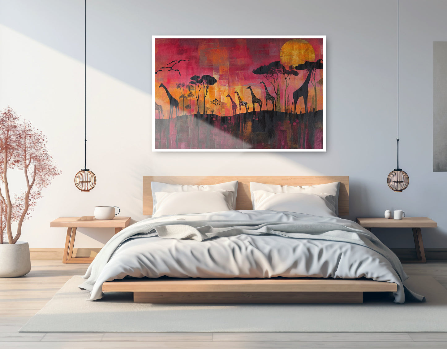 Alternate view of Giraffe Sunset Silhouette Black African American canvas print