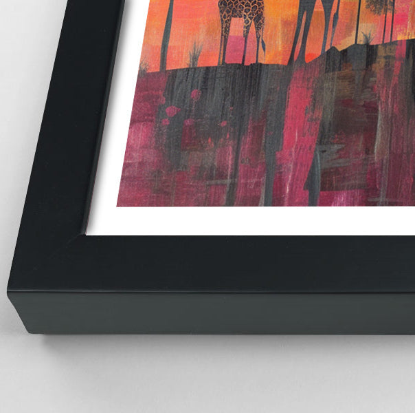 Giraffe Sunset Silhouette Black African American canvas print view 41