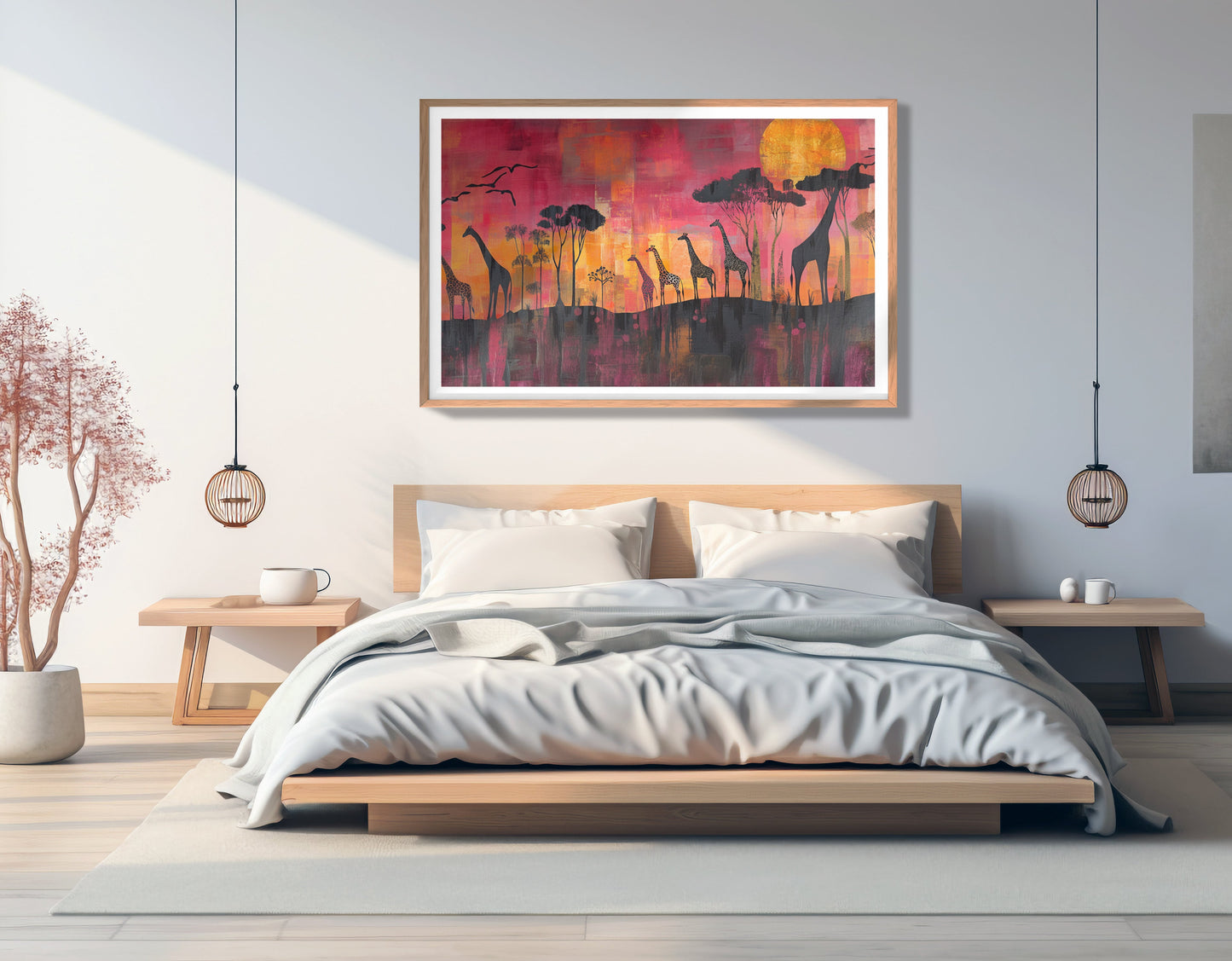 Giraffe Sunset Silhouette Black African American canvas print view 44