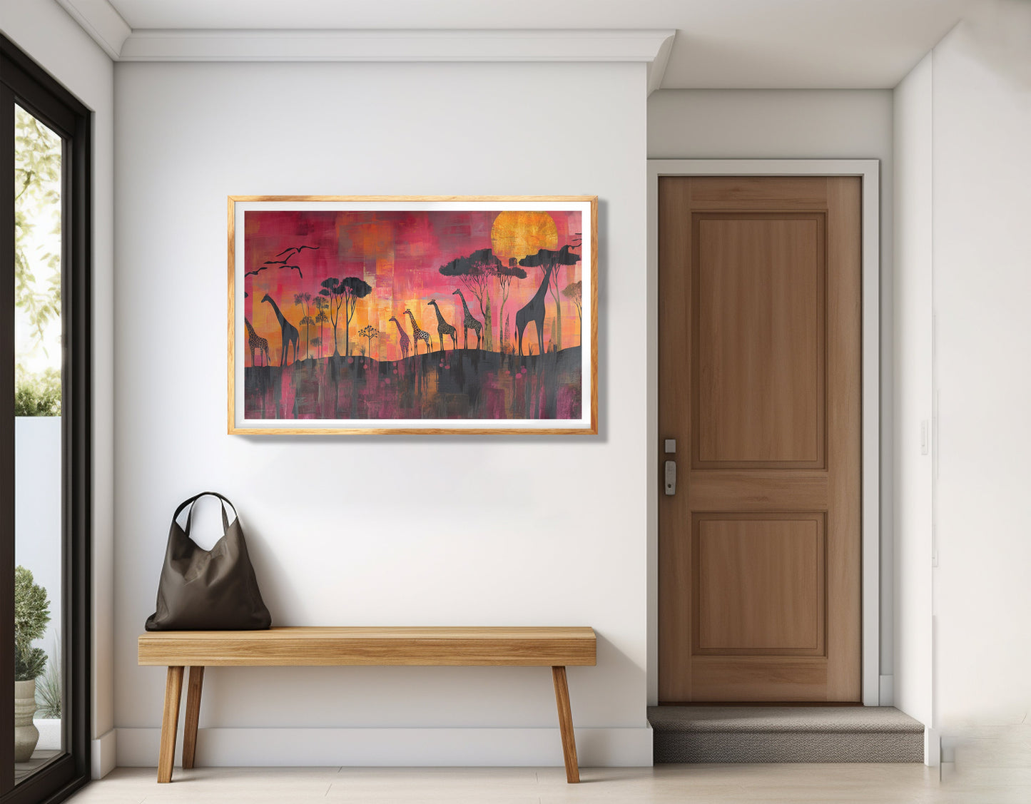 Giraffe Sunset Silhouette Black African American canvas print view 42