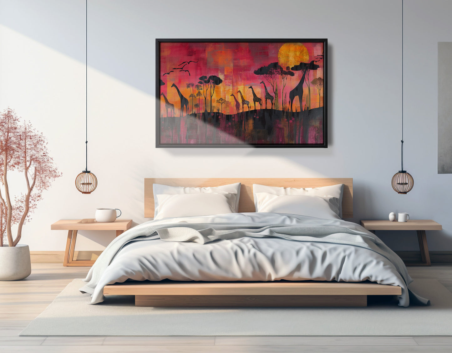 Giraffe Sunset Silhouette Black African American canvas print view 13