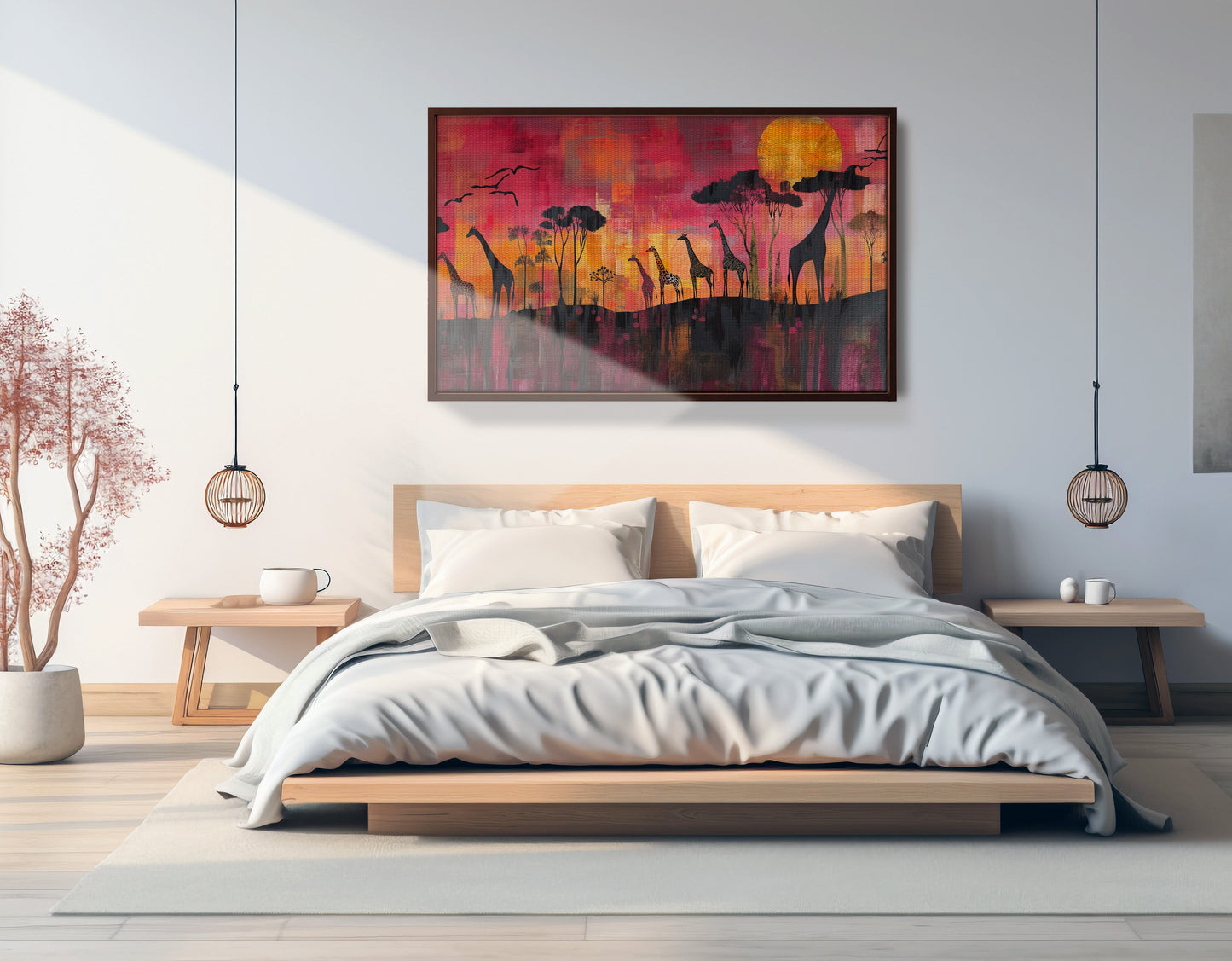 Giraffe Sunset Silhouette Black African American canvas print view 16
