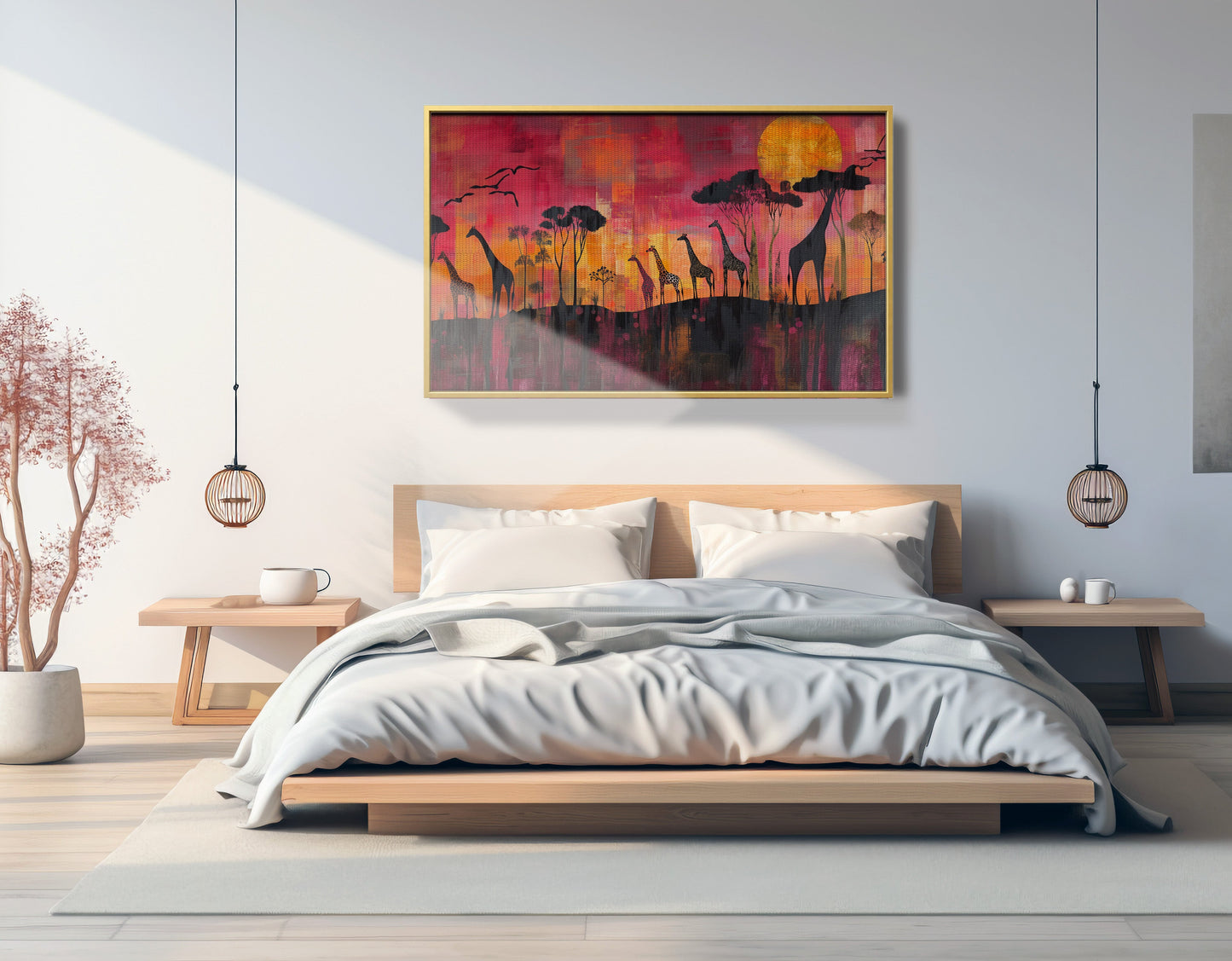Giraffe Sunset Silhouette Black African American canvas print view 21