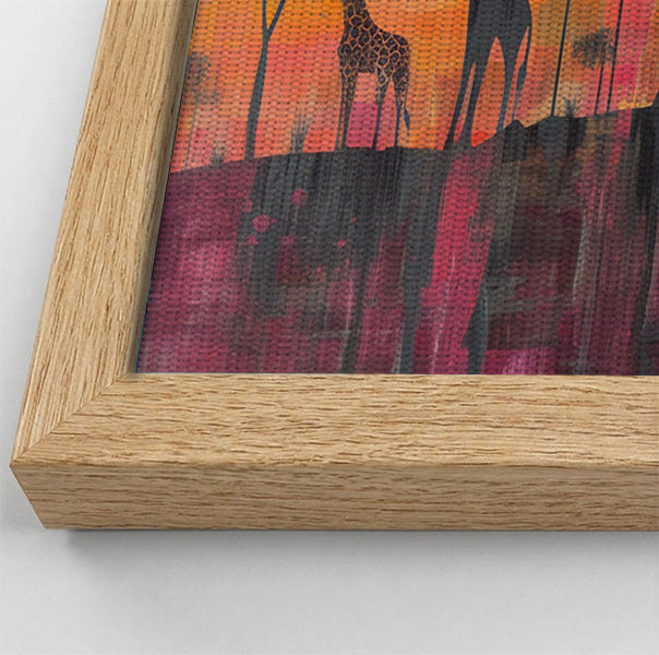 Giraffe Sunset Silhouette Black African American canvas print view 30