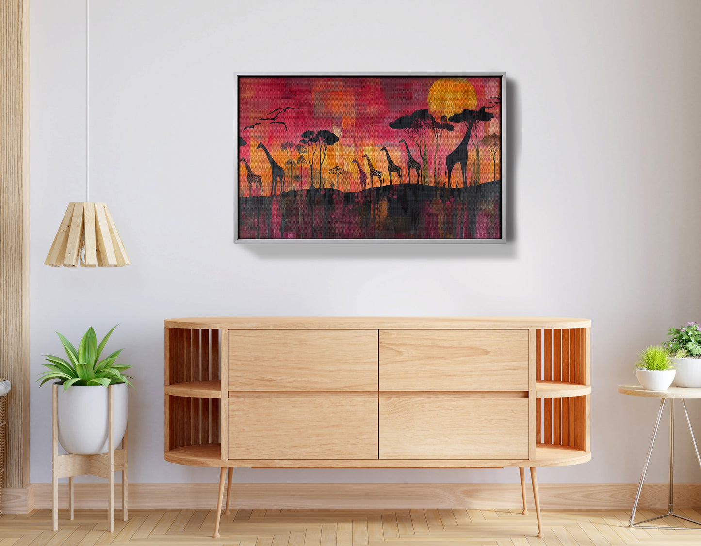 Giraffe Sunset Silhouette Black African American canvas print view 33