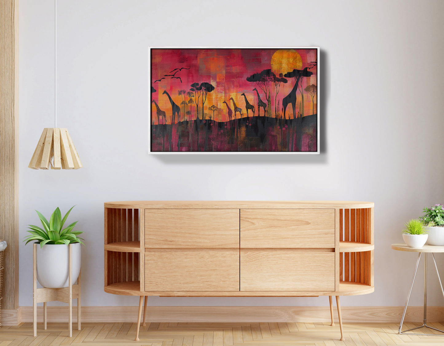 Giraffe Sunset Silhouette Black African American canvas print view 38