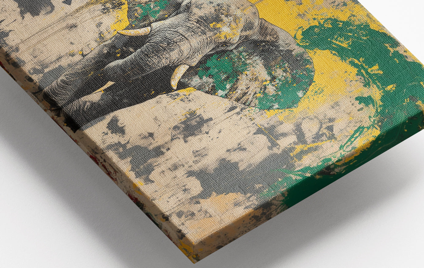 Close-up of Abstract Elephant Green African American abstract art detail
