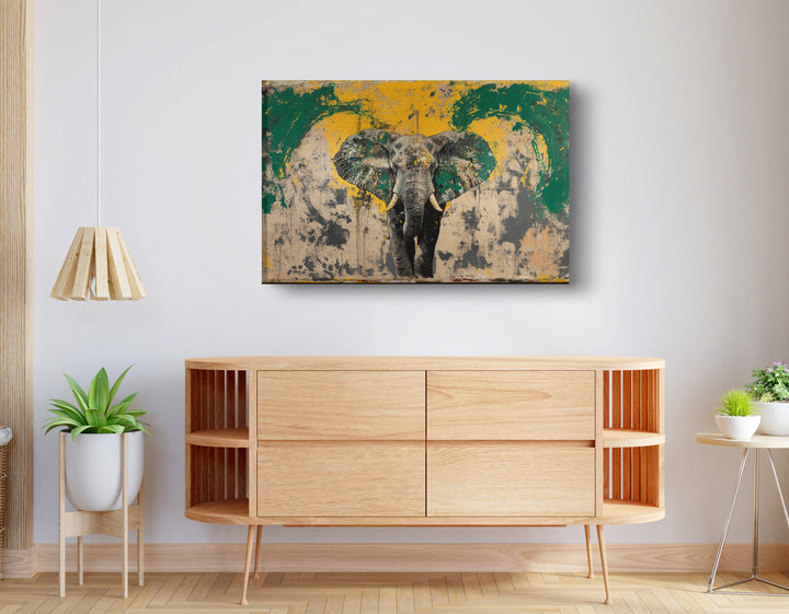 Abstract Elephant Green Wall Art
