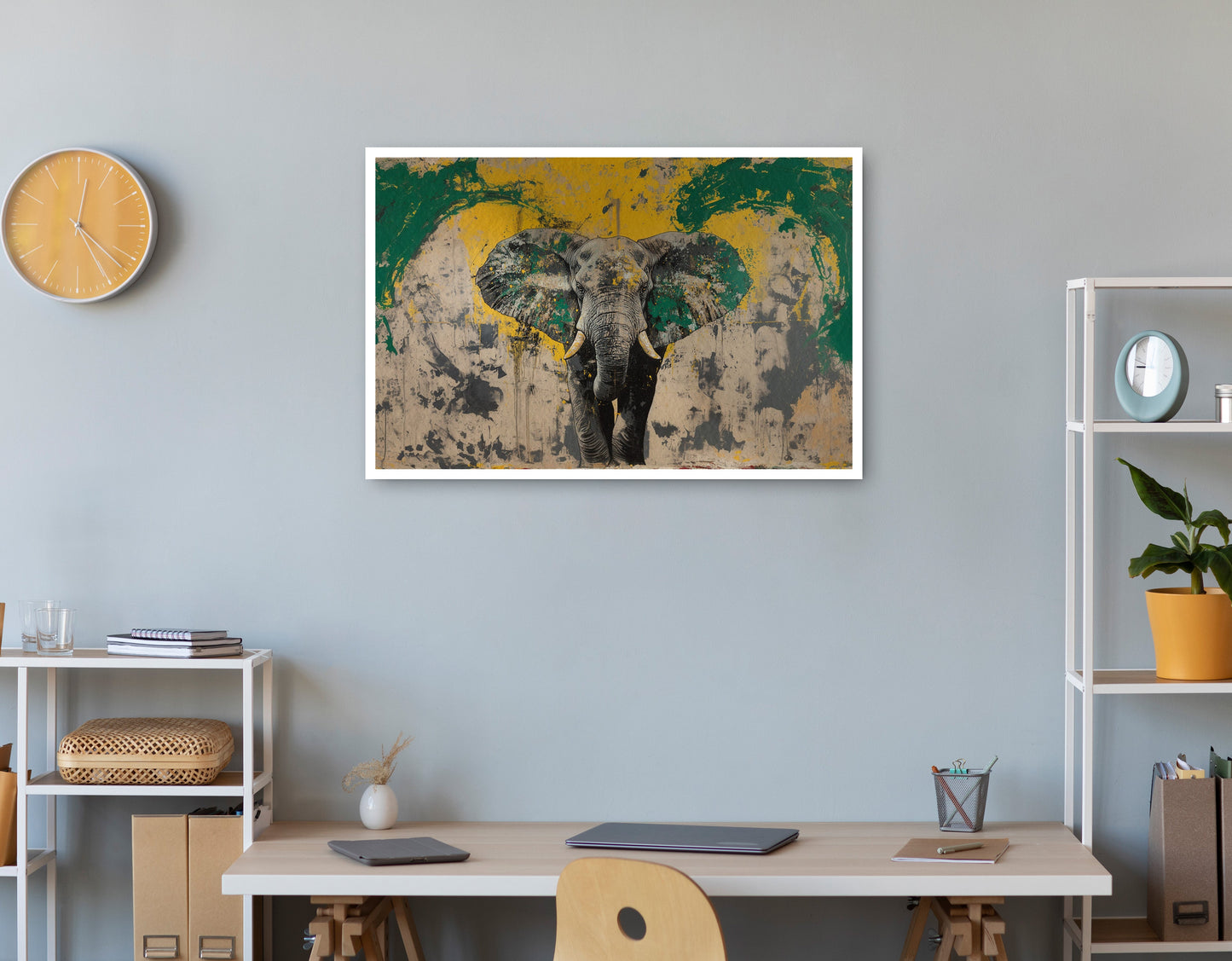 Abstract Elephant Green African American abstract art print view