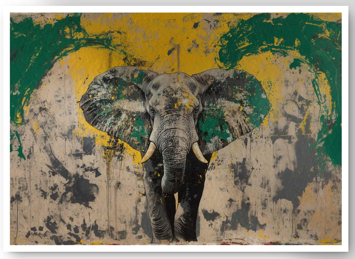 Abstract Elephant Green African American abstract art canvas print by MoomZee Artwork