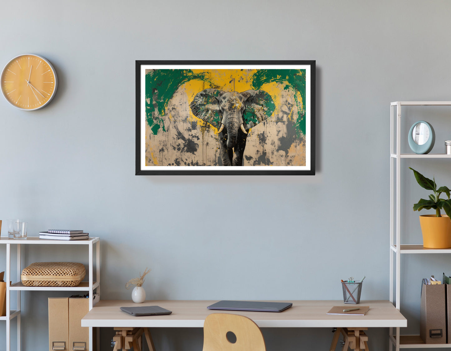 Abstract Elephant Green African American abstract art view 72
