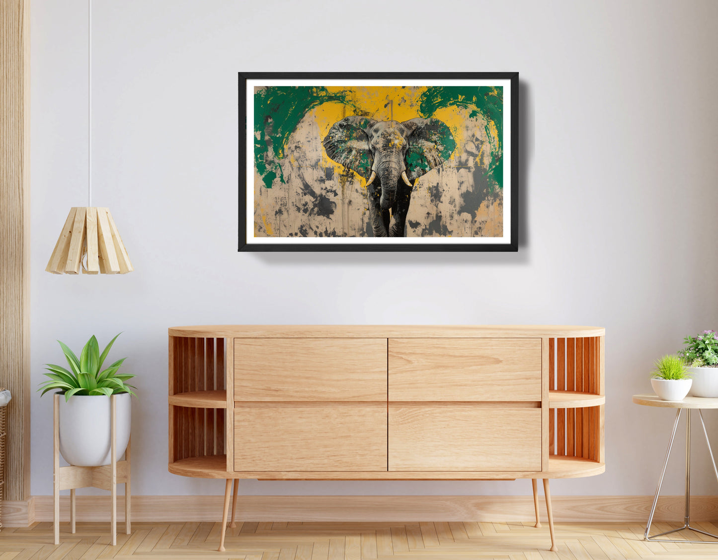 Abstract Elephant Green African American abstract art view 68