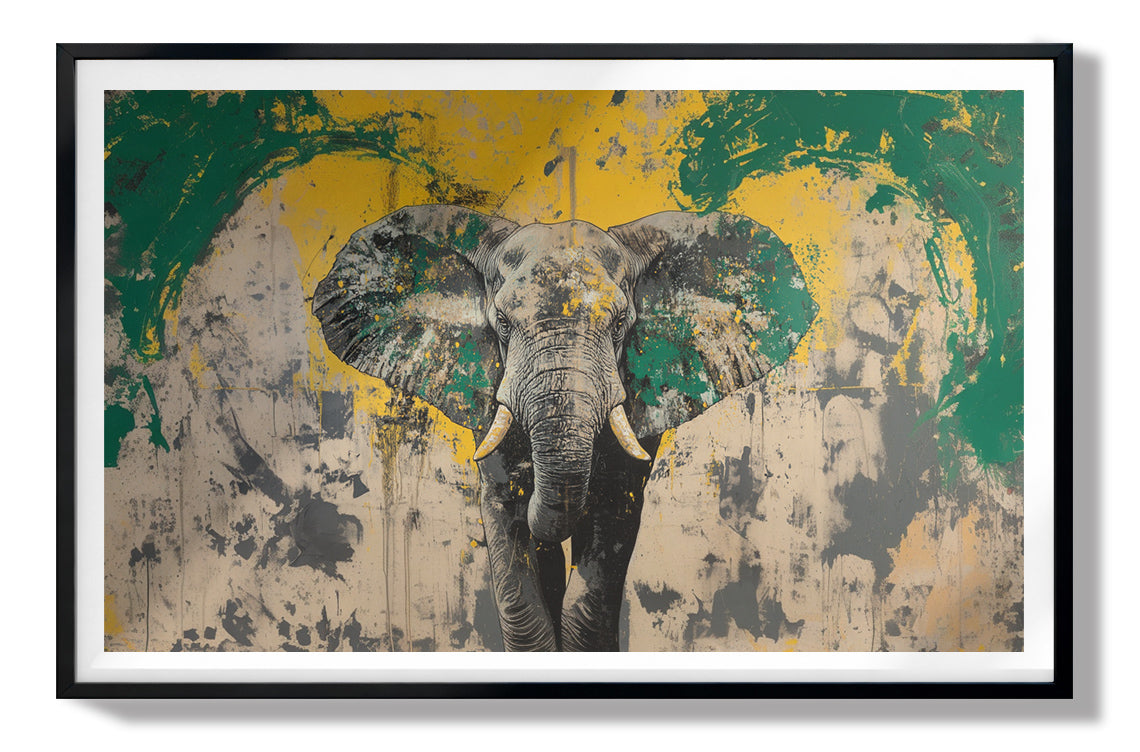 Abstract Elephant Green African American abstract art view 67