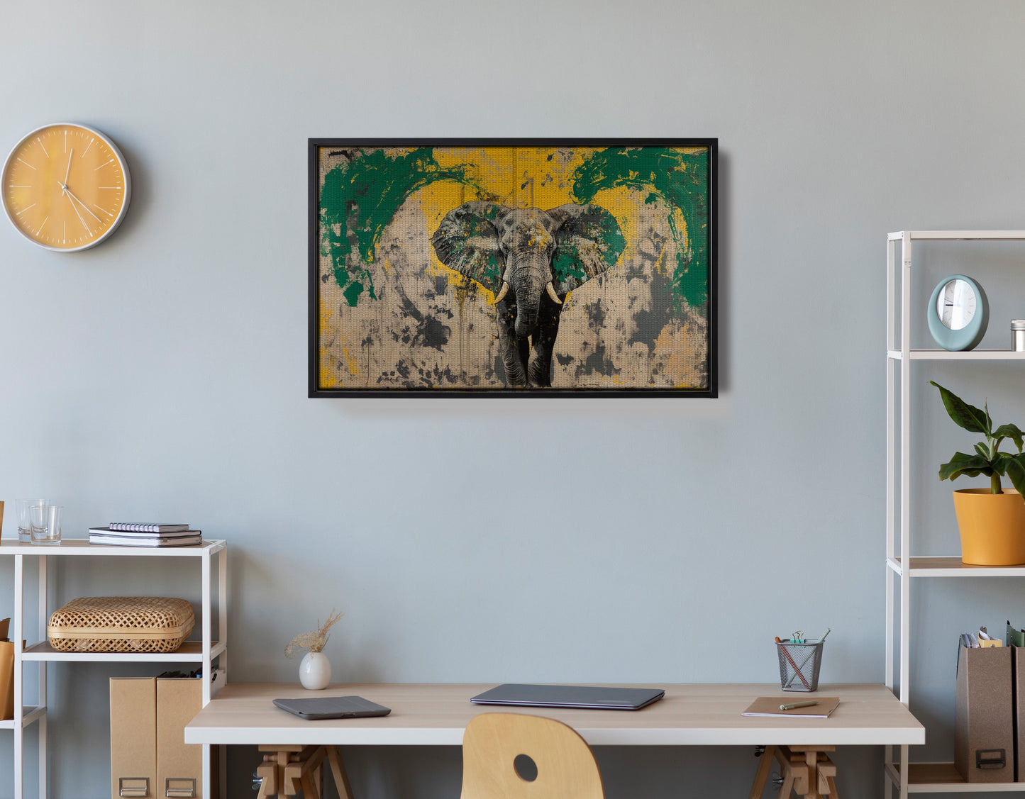 Abstract Elephant Green African American abstract art view 30