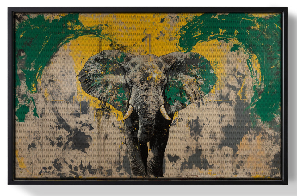 Framed Abstract Elephant Green African American abstract art for home decor