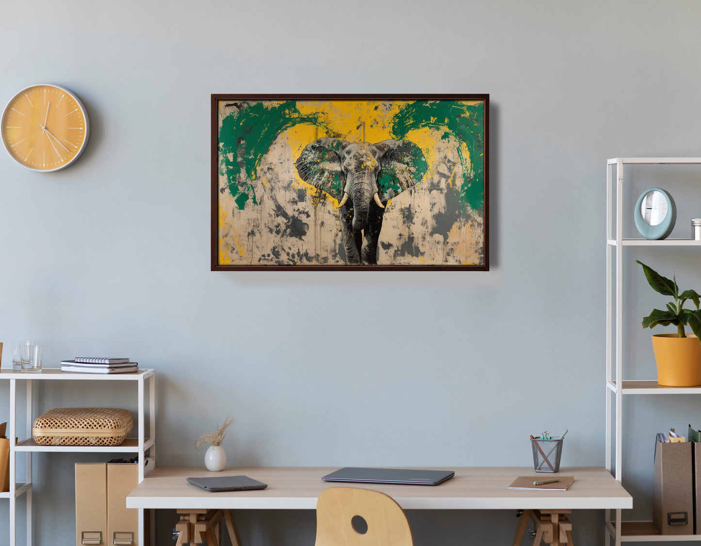 Abstract Elephant Green African American abstract art view 36