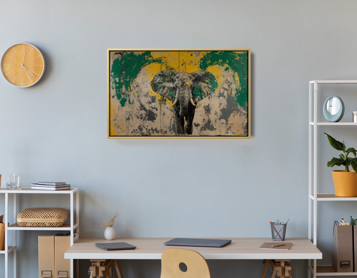 Abstract Elephant Green African American abstract art view 42