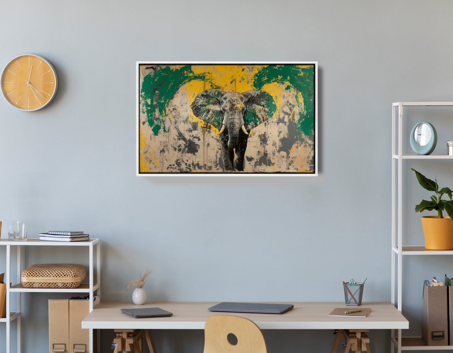 Abstract Elephant Green African American abstract art view 66