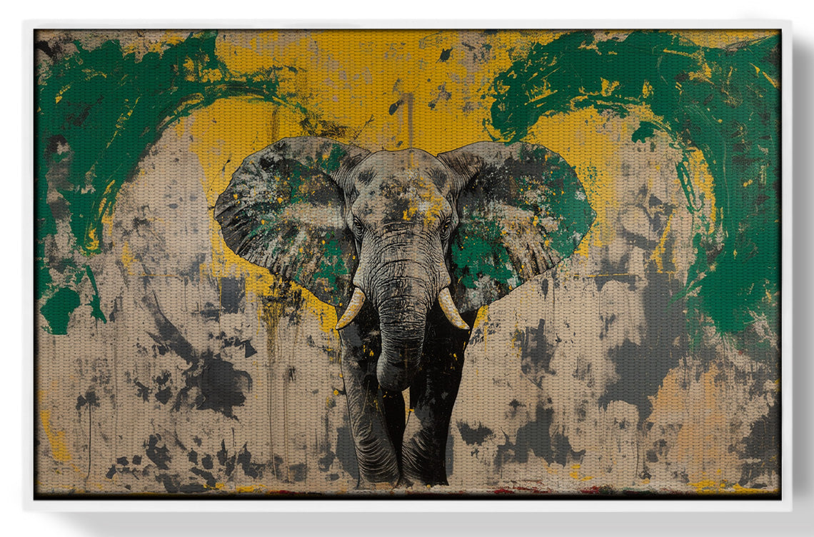 Abstract Elephant Green African American abstract art view 61